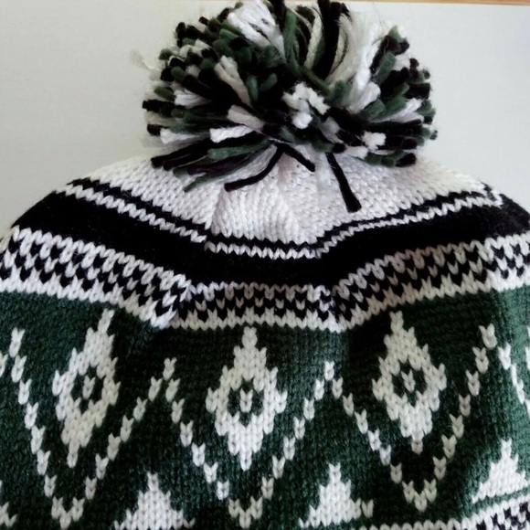 NEW YORK JETS Hat Peruvian Beanie Knit Pom Cap Ear Flap Embroidered Logo - Picture 3 of 4